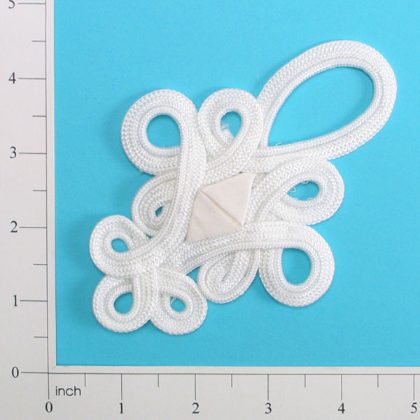 Ornate Chinese Frog Closure Fastener - 5 1/8" x 3 5/8" - White Buttons & Closures