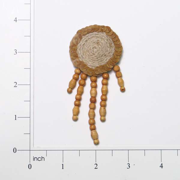 Beaded Medallion Natural Closure Fastener - 3 3/4" x 1 5/8" - Natural Multi Buttons & Closures