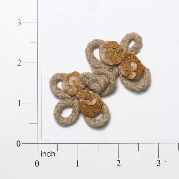 Braided Clover Natural Closure Fastener - 3" x 1 3/4" - Natural Multi Buttons & Closures