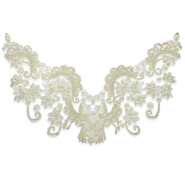 Vintage Lace Flower Collar Applique - 16 3/4" x 12" Default Title Lace, Ribbon & Pearl Appliques