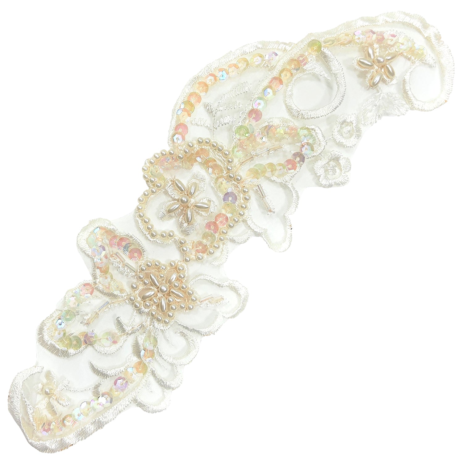 Vintage Flower With Swirl Bridal Applique/Patch Pack of 2 - Ivory Bridal