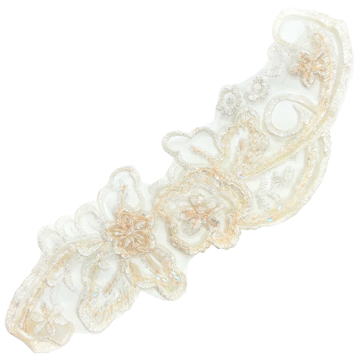 Vintage Flower With Swirl Bridal Applique/Patch Pack of 2 - Ivory Bridal