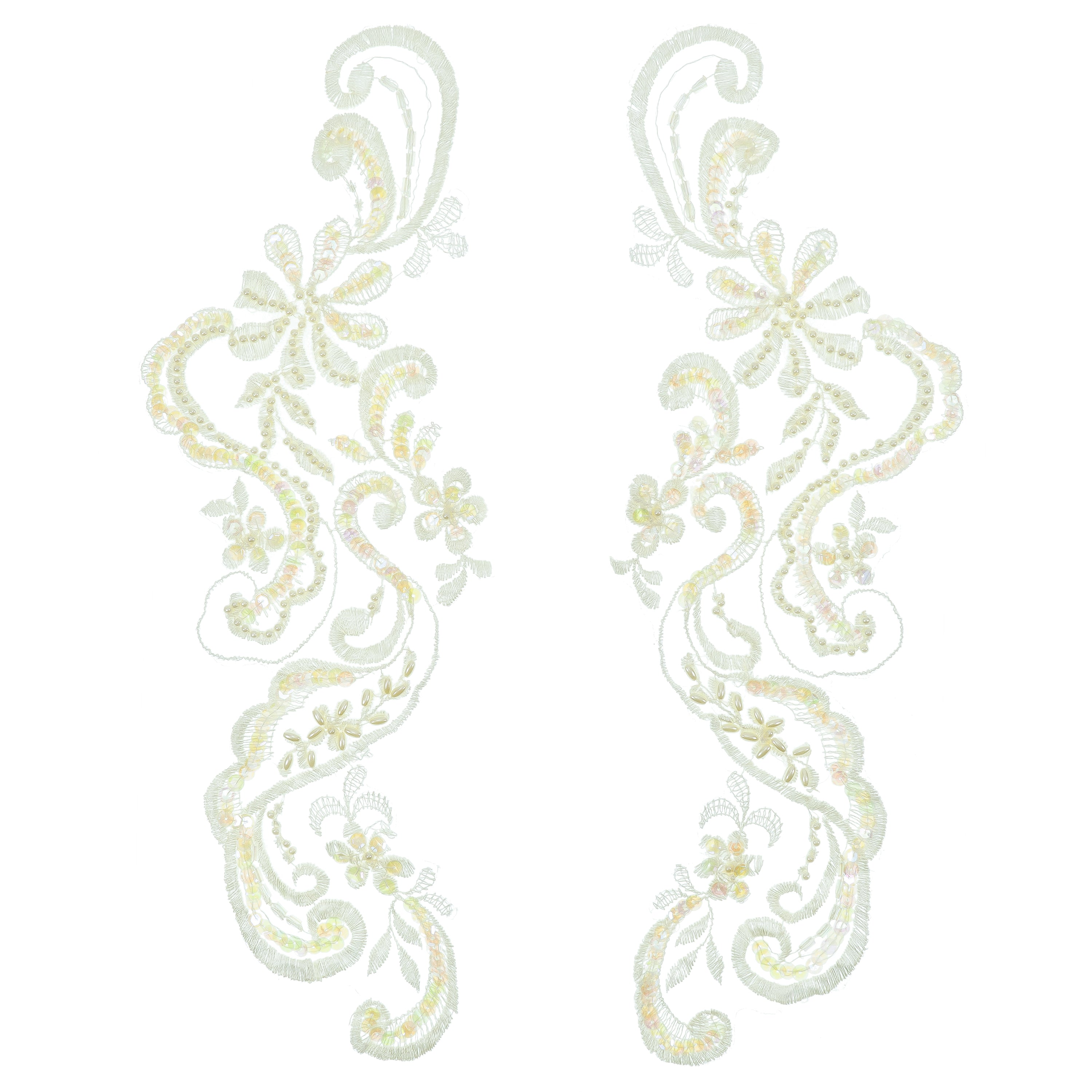 Vintage Floret With Swag Bridal Applique/Patch Pack of 2 - Ivory