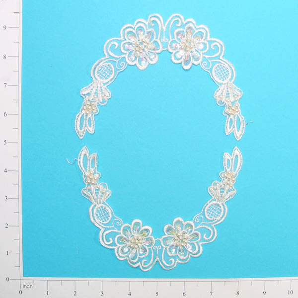 Vintage Flower Bridal Applique/Patch 2 Pack - 5 1/2" x 5 1/2" Ivory Bridal