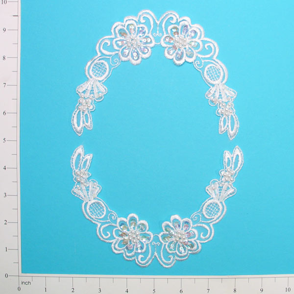 Vintage Flower Bridal Applique/Patch 2 Pack - 5 1/2" x 5 1/2" White Bridal