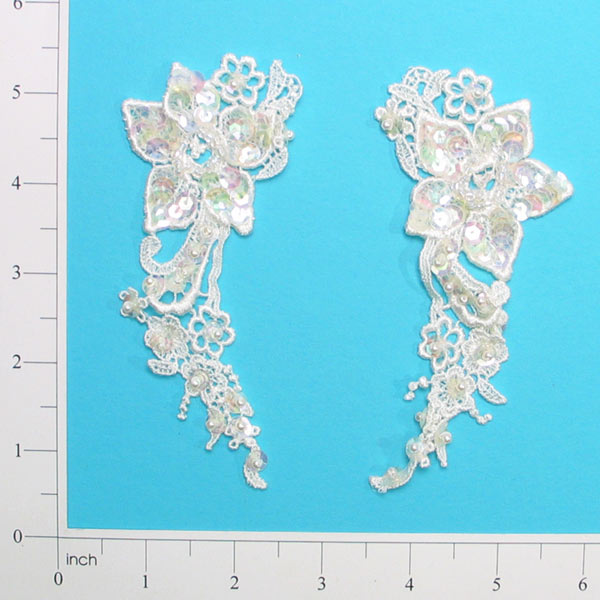 Vintage Pansy Bridal Applique/Patch Pack of 2 - Ivory Lace, Ribbon & Pearl Appliques