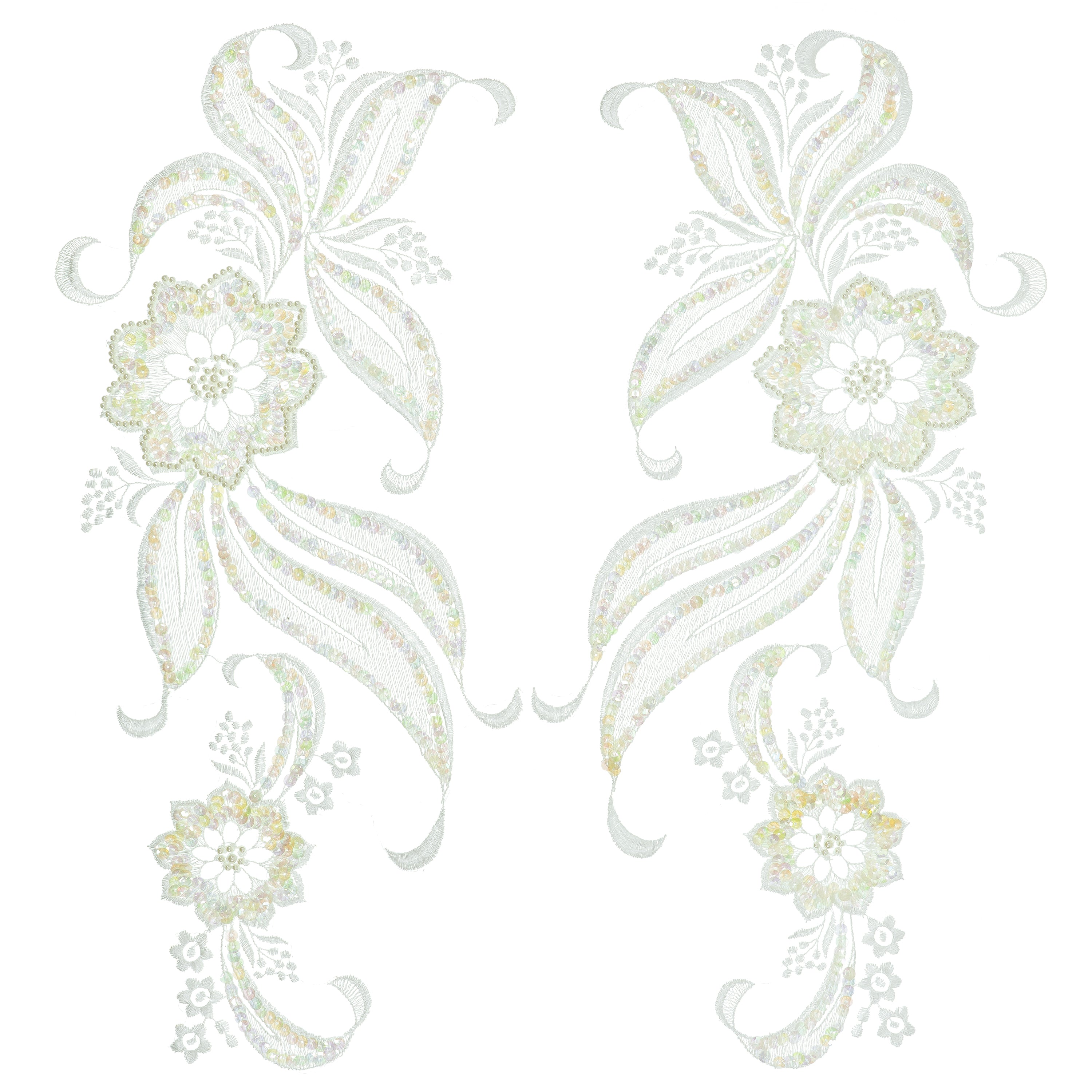 Vintage Daisy With Leaf Bridal Applique/Patch 2 Pack - 17" x 6 1/2" Ivory