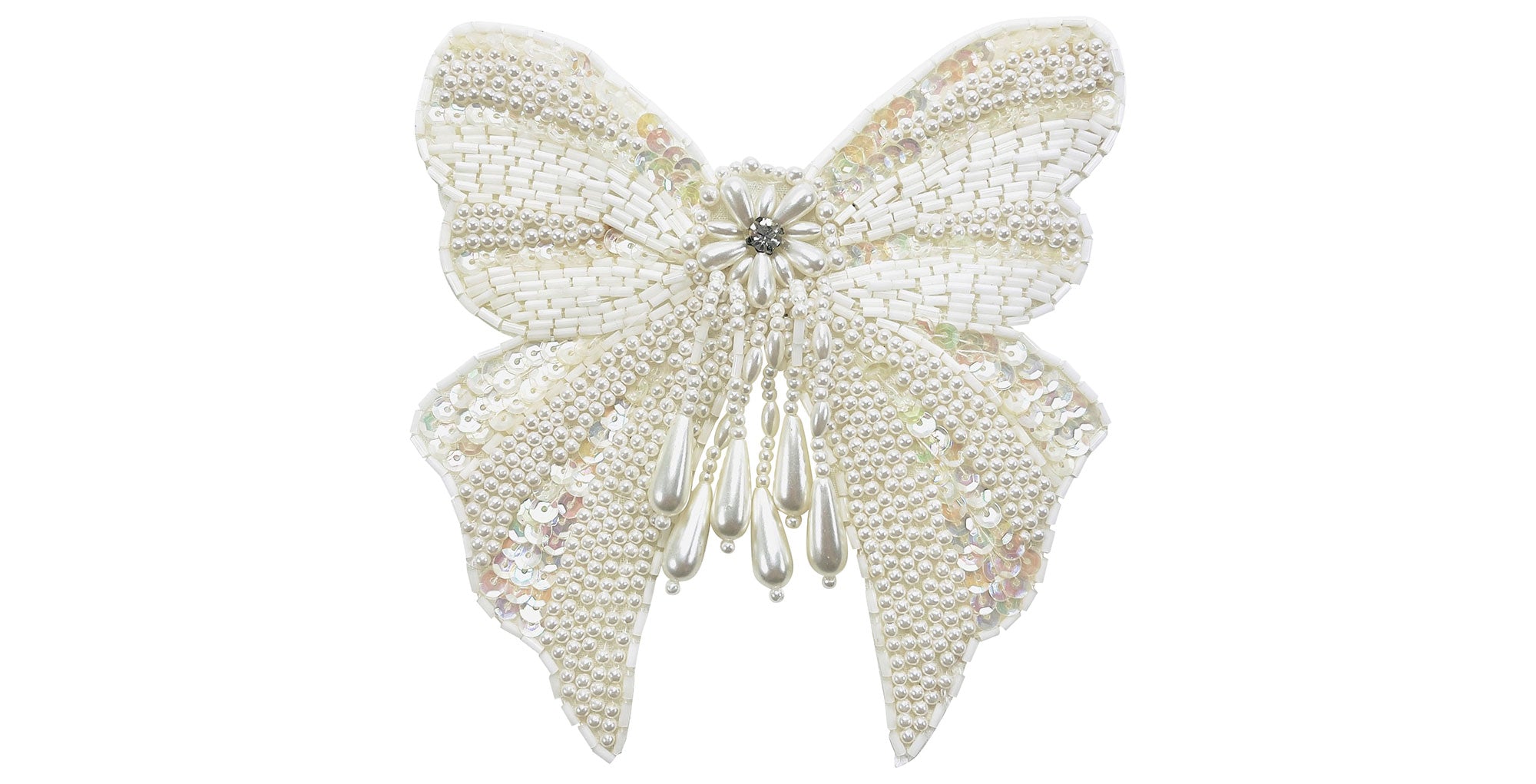 Vintage Bridal Bow With Pearls Applique/Patch - Ivory Multi Bridal
