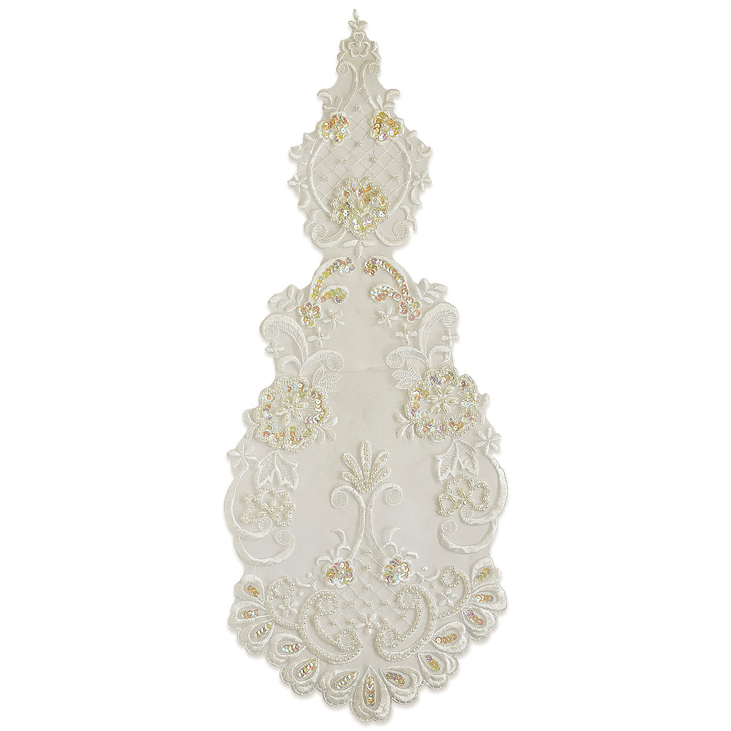 Vintage Teardrop Flower Bridal Applique Ivory Bridal