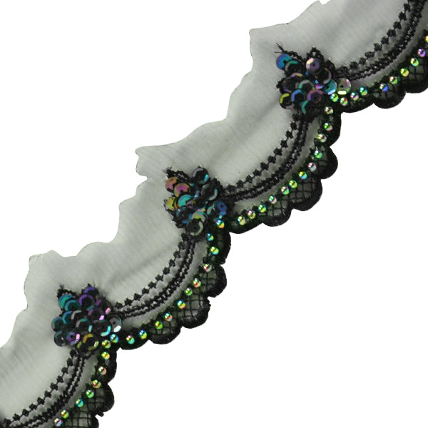Vintage Scallop Lace Trim (Sold by the Yard) Black Iris Trims & Fringes