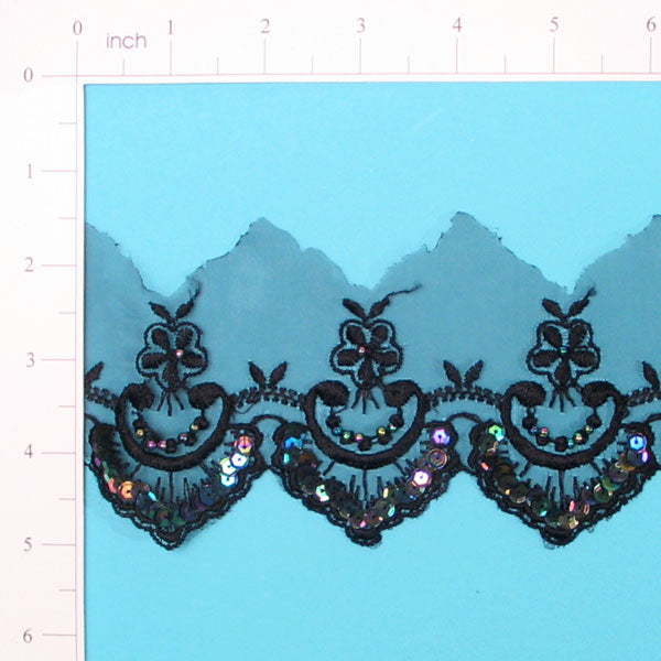 Vintage Floret Lace Trim (Sold by the Yard) Black Iris Trims & Fringes