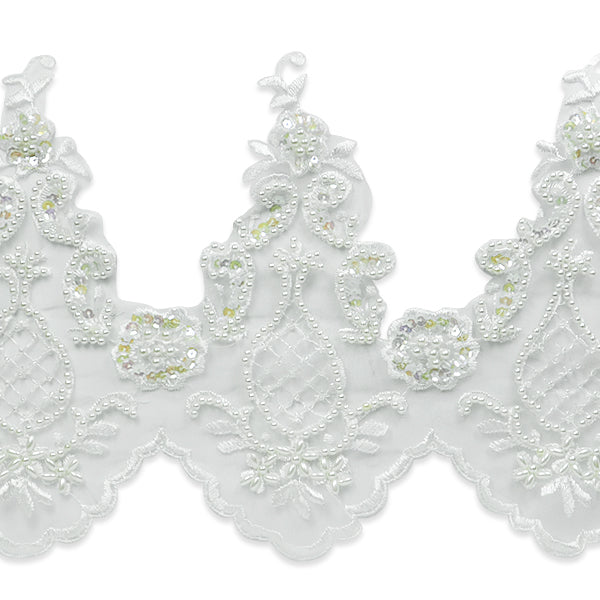 7 3/4" Vintage Teardrop Lace Trim (Sold by the Yard) White Trims & Fringes