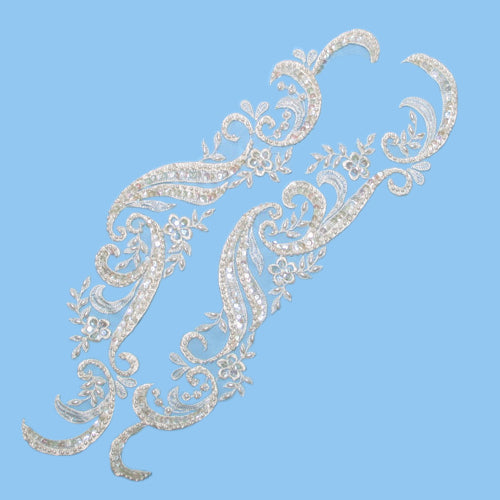 Florets with Swag Lace Applique Pack of 2 - Ivory Lace, Ribbon & Pearl Appliques