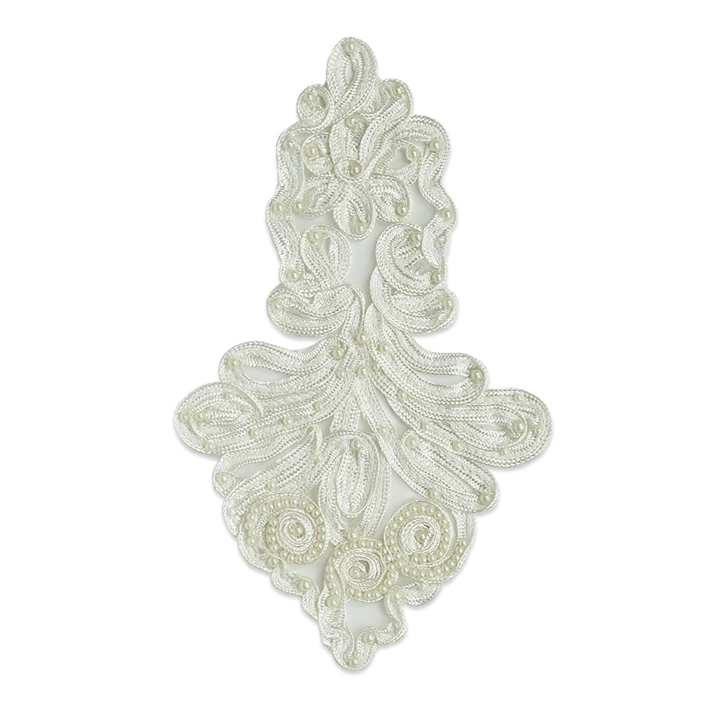 Vintage Soutache Pearl Applique/Patch Ivory Lace, Ribbon & Pearl Appliques