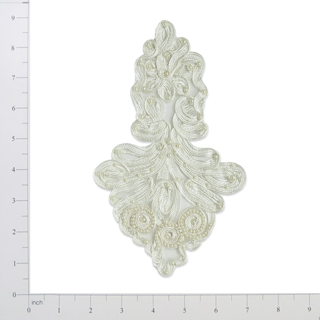 Vintage Soutache Pearl Applique/Patch Lace, Ribbon & Pearl Appliques