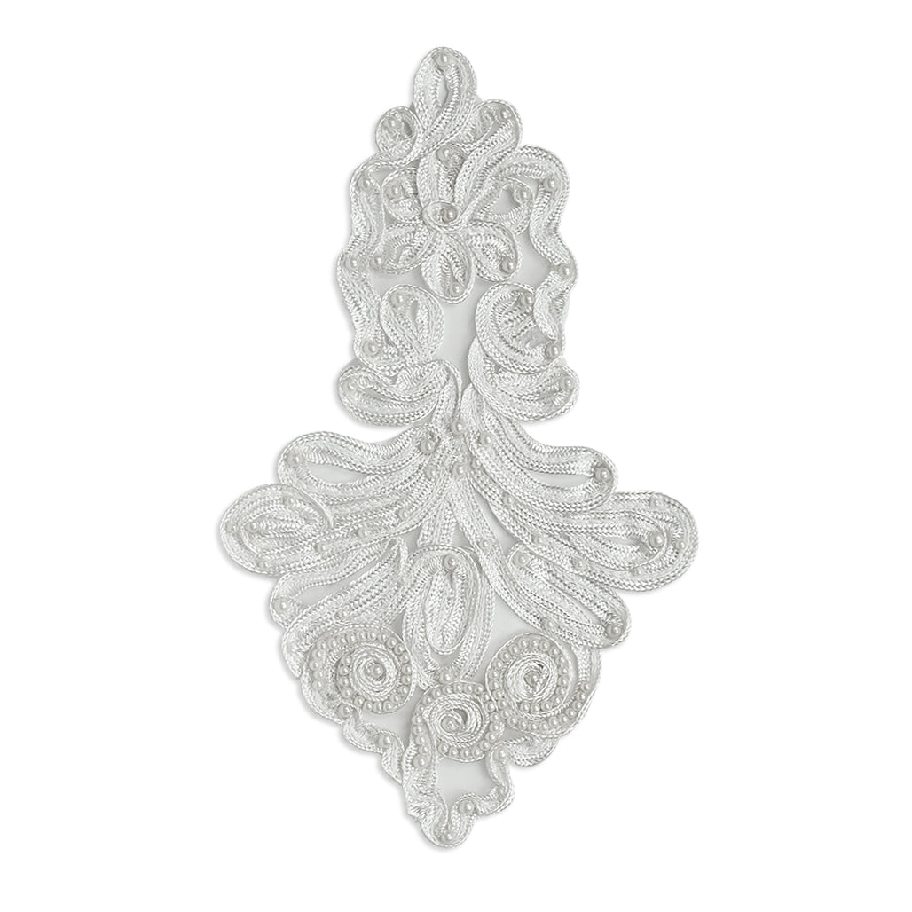 Vintage Soutache Pearl Applique/Patch White Lace, Ribbon & Pearl Appliques