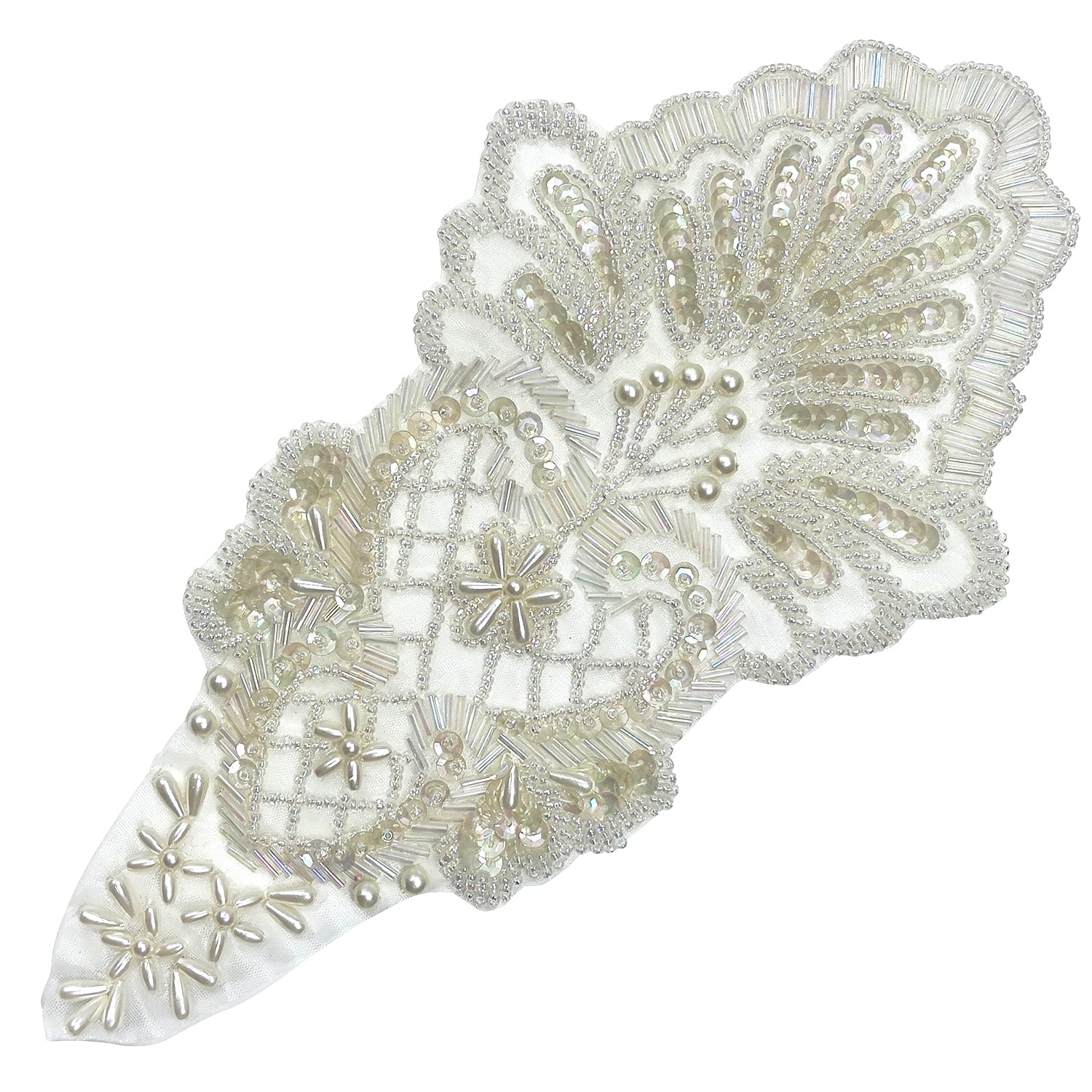 Vintage Bridal Flower Teardrop Lace Applique/Patch - White Bridal