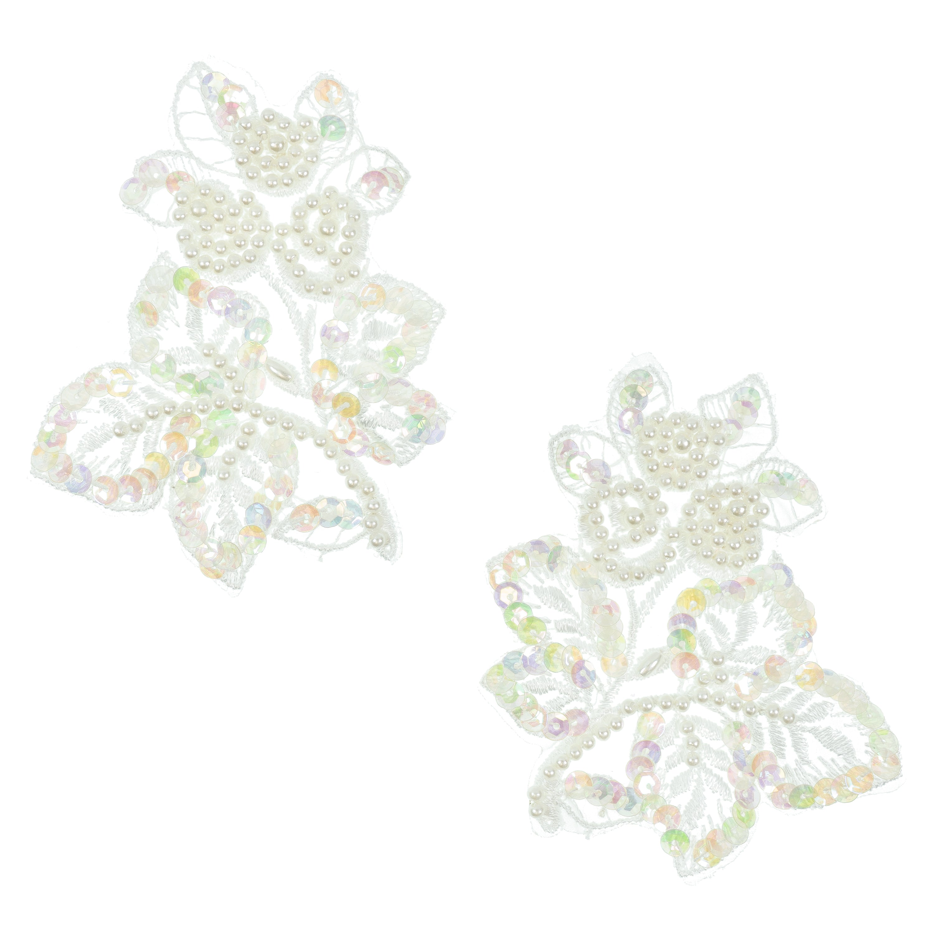 Vintage Bridal Flower Bud Lace Applique (Pack of 2) - White Bridal
