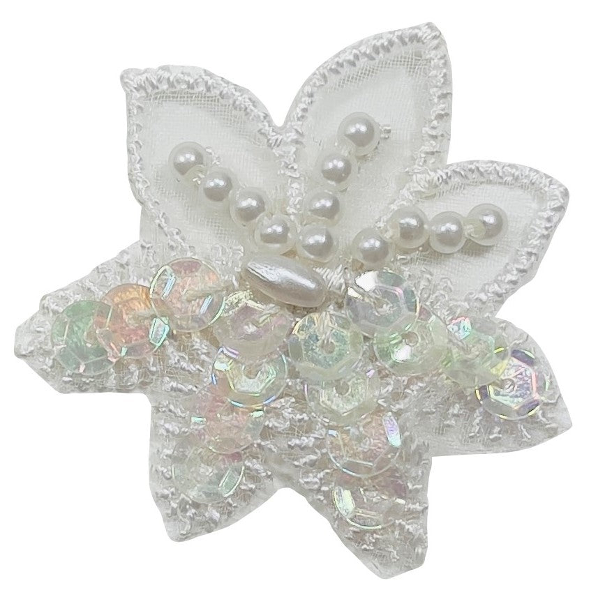 Vintage Poinsettia Lace Applique (Pack of 2) - White Bridal