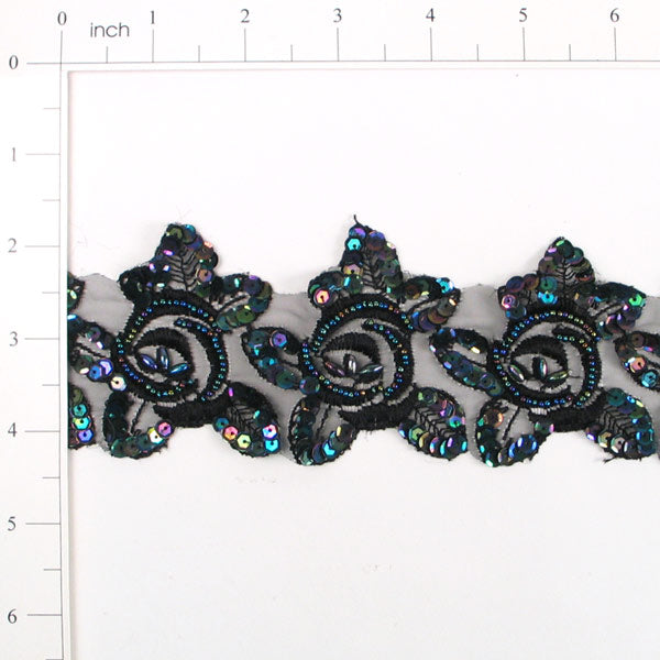 Vintage Rose Lace Trim (Sold by the Yard) Black Iris Trims & Fringes