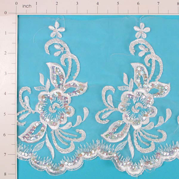 Vintage Pansy Bridal Lace Trim - White (Sold by the Yard) Trims & Fringes