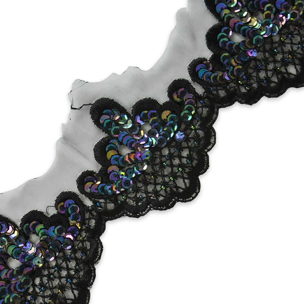 Vintage Floral Lace Trim (Sold by the Yard) Black Iris Trims & Fringes