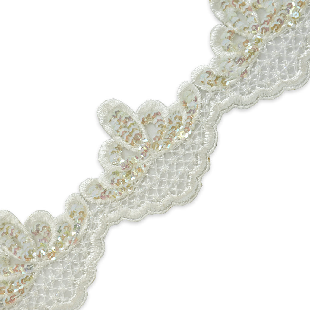 Vintage Floral Lace Trim (Sold by the Yard) White Trims & Fringes