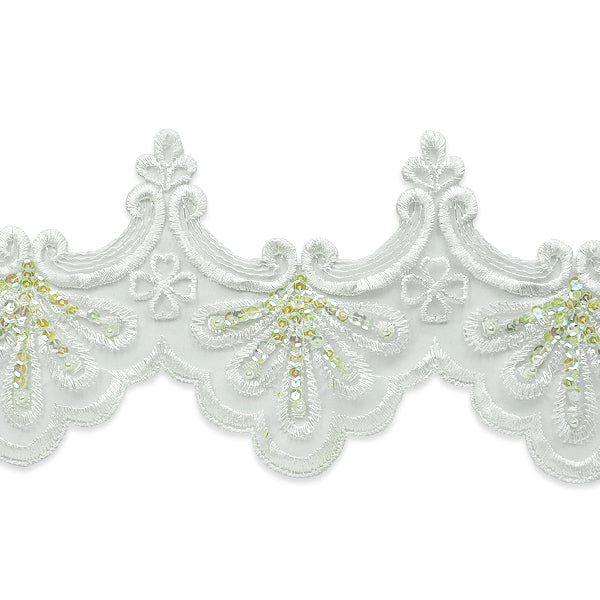 Vintage Fanfare Bridal Lace Trim (Sold by the Yard) White Trims & Fringes