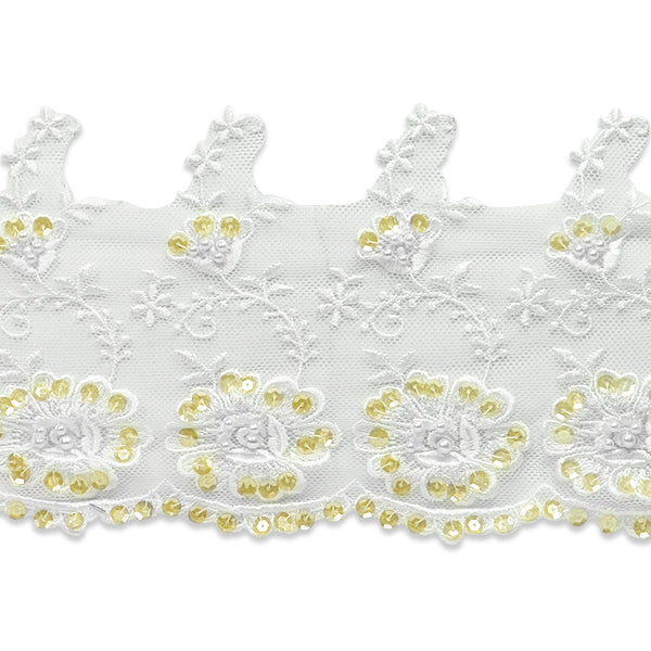 5" Vintage Beaded Bridal Lace Trim (Sold by the Yard) Trims & Fringes