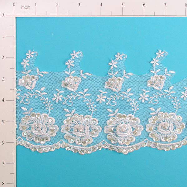 5" Vintage Beaded Bridal Lace Trim (Sold by the Yard) Trims & Fringes