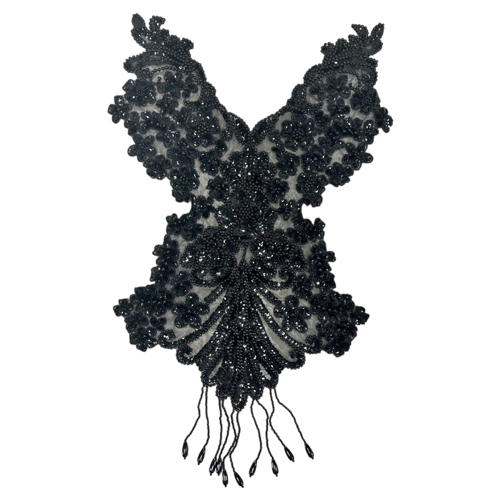 Vintage Queen Overlay Lace Bustier Applique Black Bridal