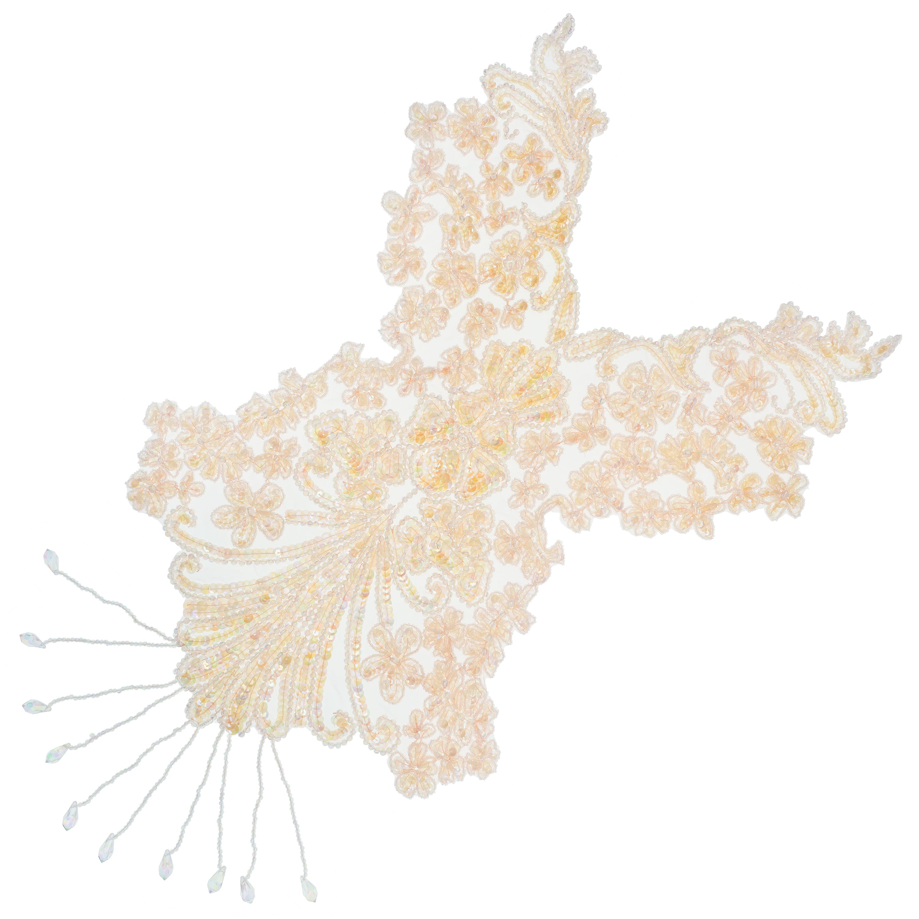 Vintage Queen Overlay Lace Bustier Applique Peach Bridal