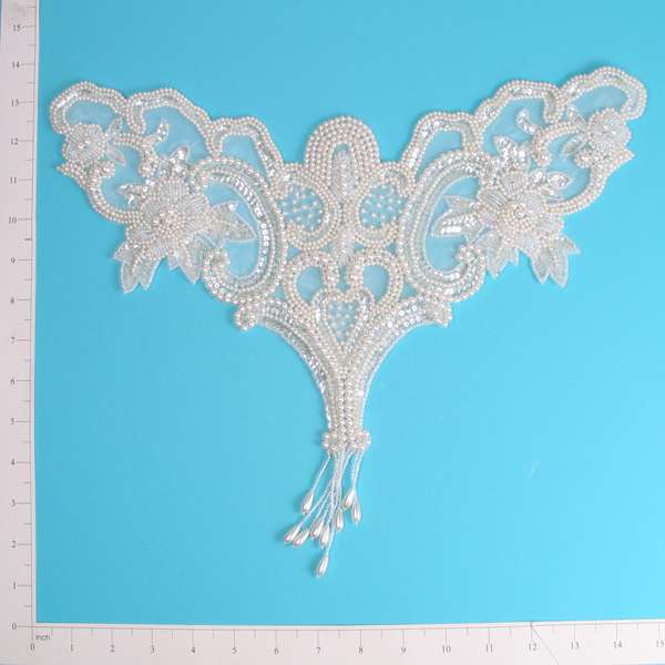 Hera Pearl Applique/Patch - White Sequin & Beaded Appliques