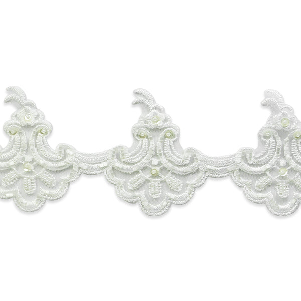 Vintage Shania Lace Trim with Pearl and Sequin Accent (Sold by the Yard) Trims & Fringes
