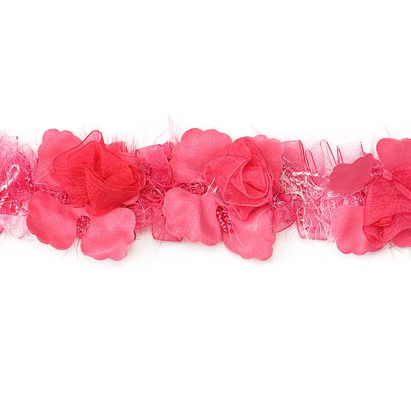 Macey Stretch Flower Trim (Sold by the Yard) Bright Fuchsia Flower Trims