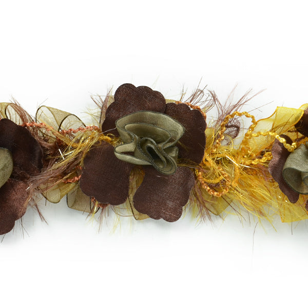 Macey Stretch Flower Trim (Sold by the Yard) Brown Flower Trims