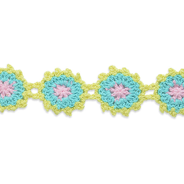 Crochet Flower Trim (Sold by the Yard) Turquoise Trims & Fringes