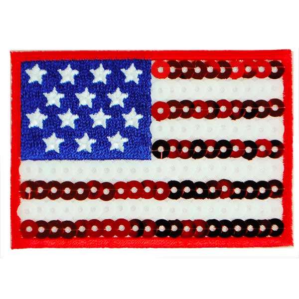 Iron-On Embroidered Sequin Applique/Patch Flag - Multi Colors Sequin & Beaded Appliques