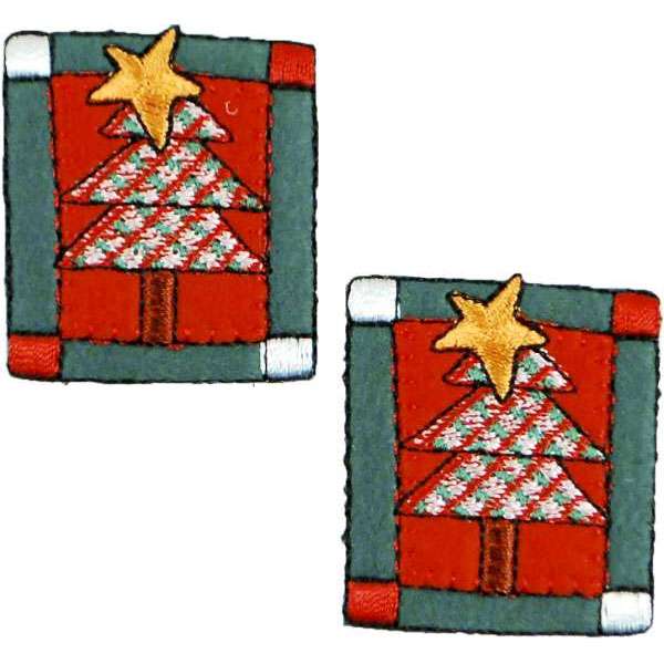 Christmas Tree Patch Iron-on Applique/Patch Pack of 2 - Multi Colors Iron-on Embroidered Appliques