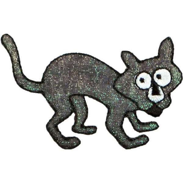 Halloween Scary Cat Iron-on Applique/Patch - Black Iron-on Embroidered Appliques
