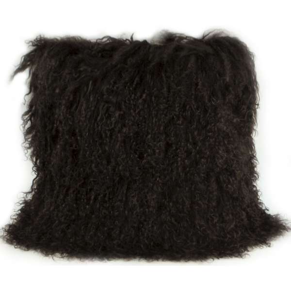 Mongolian Sheep Fur Throw Pillow Cover 16"X16" Chocolate Pillows