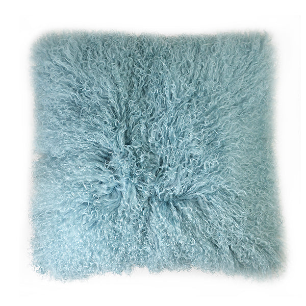 Mongolian Sheep Fur Throw Pillow 20X20" Cover Celadon Accessories