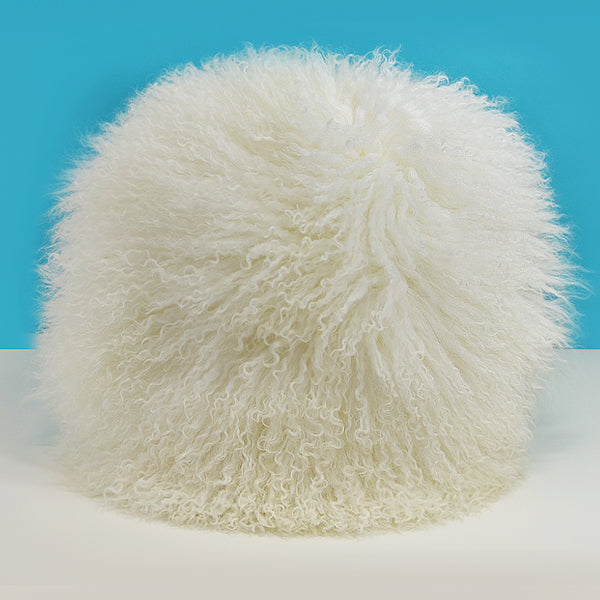 Mongolian Sheep Round Pillow Cover 16" diameter - Natural Accessories