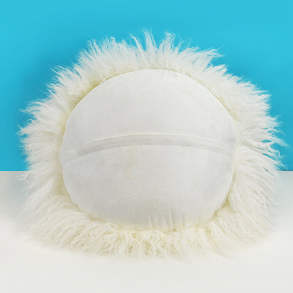 Mongolian Sheep Round Pillow Cover 16" diameter - Natural Accessories