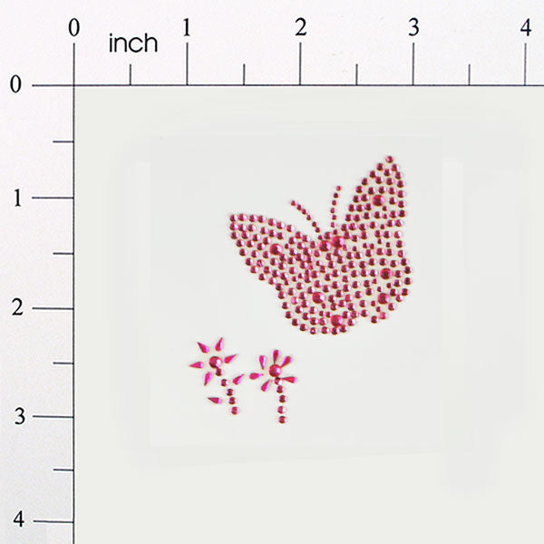 Peel-N-Glitz Butterfly With Flower Applique/Patch - Fuchsia Fuchsia Sequin & Beaded Appliques