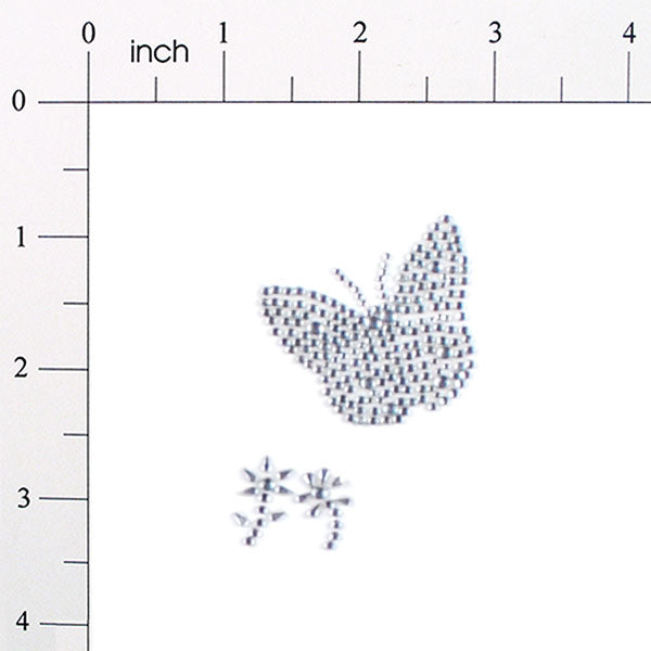 Peel-N-Glitz Butterfly With Flower Applique/Patch - Fuchsia Silver Sequin & Beaded Appliques
