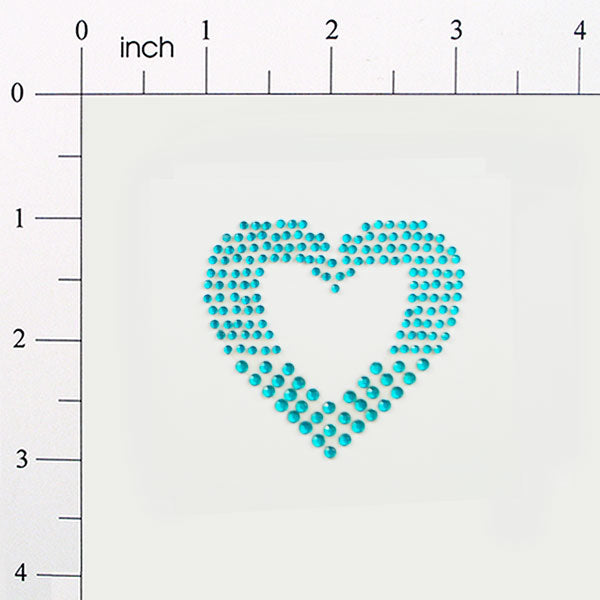 Peel-N-Glitz Heart Applique/Patch - Fuchsia Turquoise Sequin & Beaded Appliques
