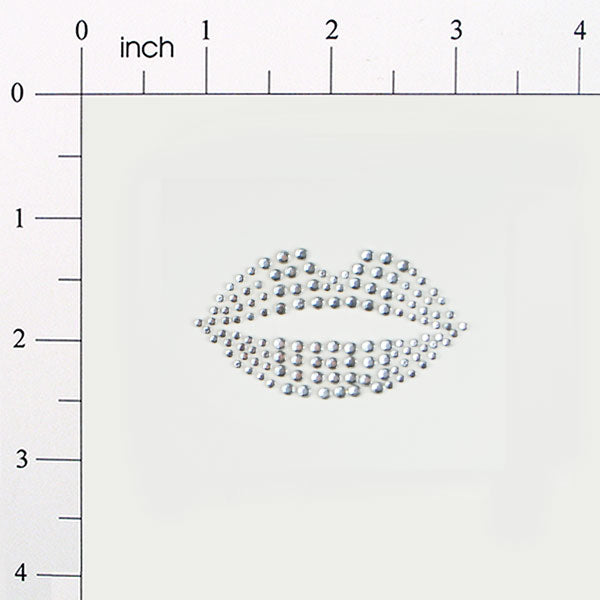 Peel-N-Glitz Lips Applique/Patch - Fuchsia Silver Sequin & Beaded Appliques