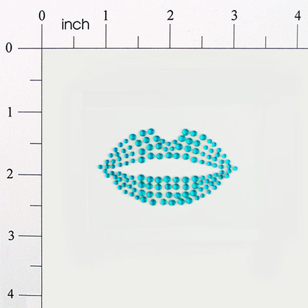 Peel-N-Glitz Lips Applique/Patch - Fuchsia Turquoise Sequin & Beaded Appliques