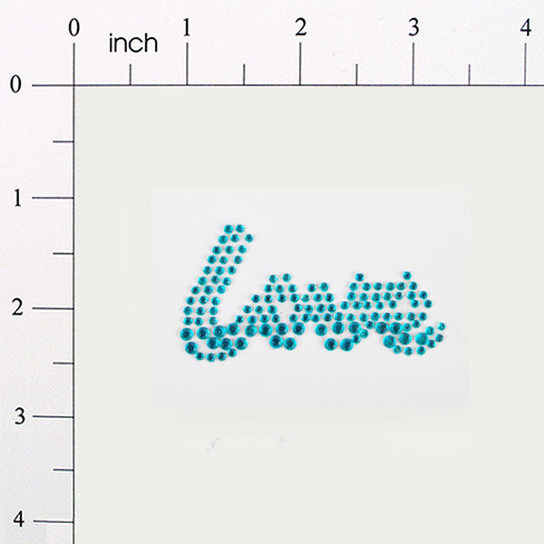 Peel-N-Glitz 'Love' Applique/Patch - Fuchsia Turquoise Sequin & Beaded Appliques